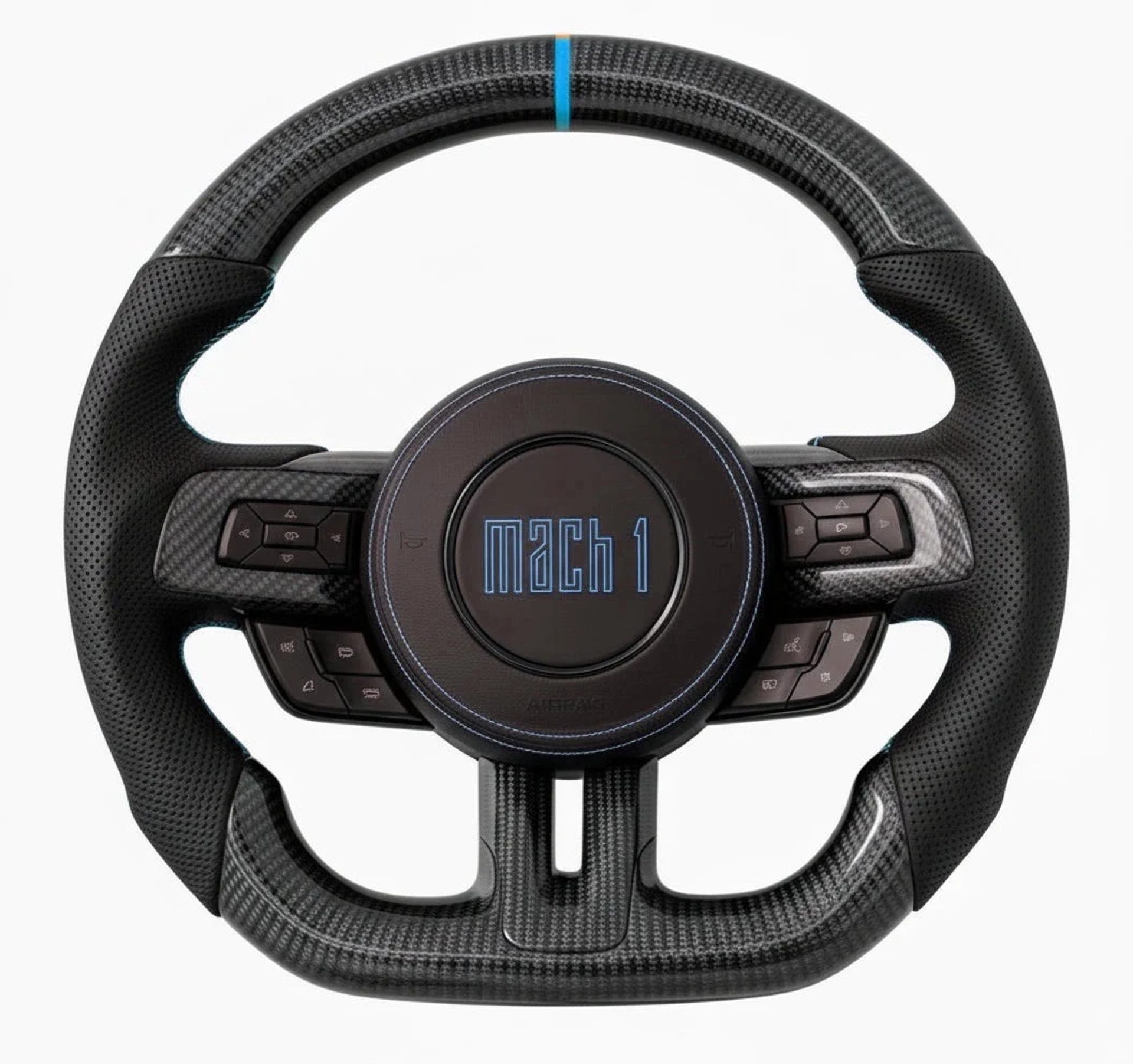 2015-2023 Mustang Mach 1 Carbon Fiber Steering Wheel (Grabber Blue)- Preset