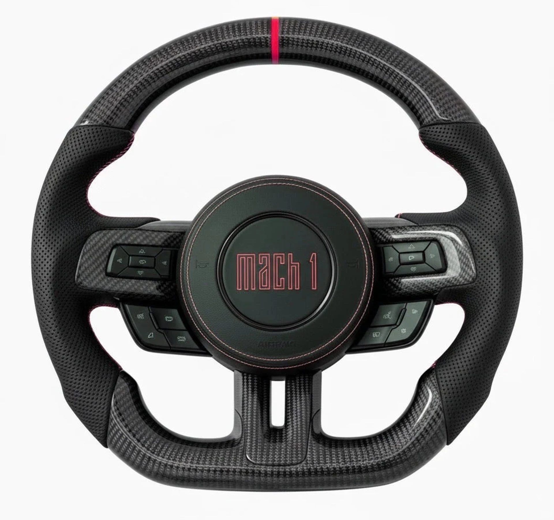 2015-2023 Mustang Mach 1 Carbon Fiber Steering Wheel (Red)- Preset